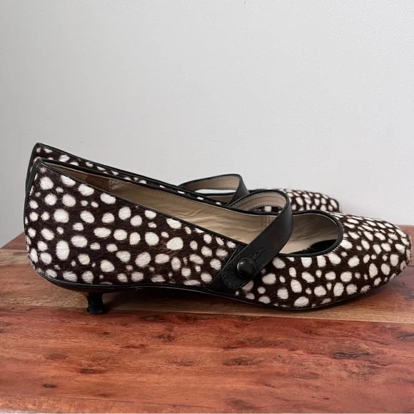 Kate Spade ♠️ Mary Jane, kitten heels, brown/cream cheetah print, leather, 9 - Picture 4 of 10